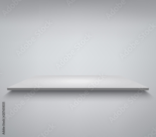 White shelve. Product presentation podium, white stage, Empty white pedestal, blank template mockup. vector