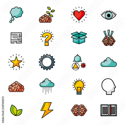 bundle of brain storming set icons
