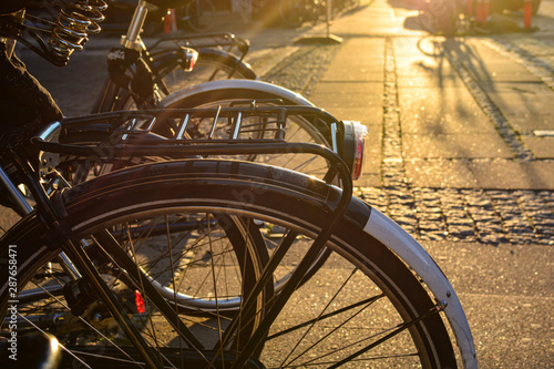 Photography Bicycles on a street of Copenhagen, Denmark