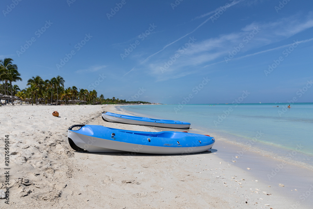 Canoe kayak on the beach in Cuba, Varadero