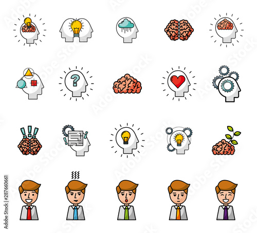 bundle of brain storming set icons