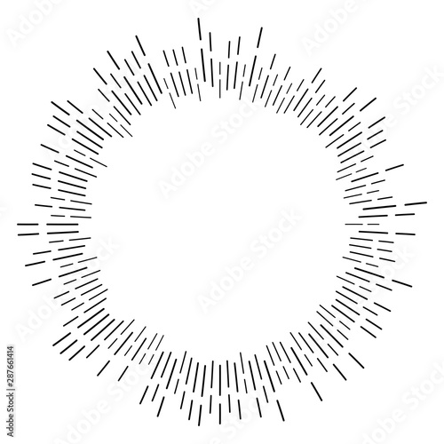 Radial, radiating beams, rays starburst, sunburst lines. Circular burst, firework, blast or explosion effect. Concentric, converging array sparkle effect. Irregular, dashed stripes