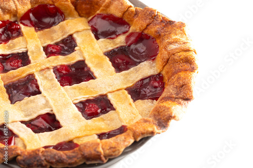 Homemade Cherry Pie Isolated on a White Background