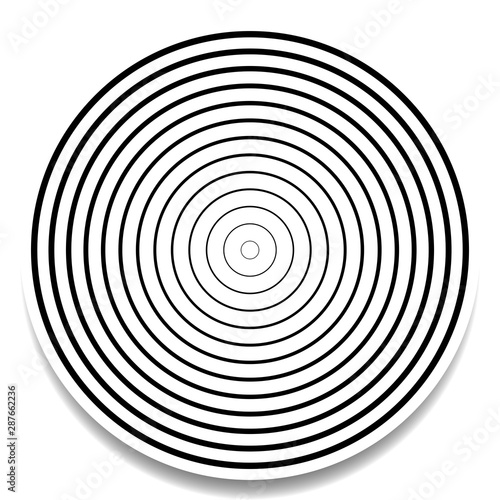 Concentric, radial circles pattern. Radiating, circular spiral, vortex lines. Rays, beams, signal burst design. Merging rippled lines. Converging rings, geometric illustration