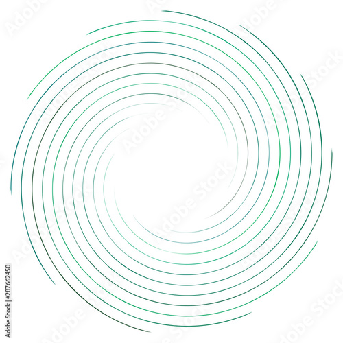 Abstract spiral, twist. Radial swirl, twirl curvy, wavy lines element. Circular, concentric loop pattern. Revolve, whirl design. Whirlwind, whirlpool illustration