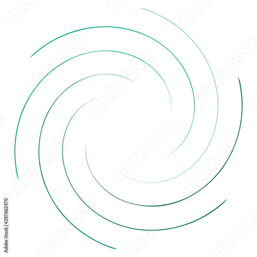 Abstract spiral, twist. Radial swirl, twirl curvy, wavy lines element. Circular, concentric loop pattern. Revolve, whirl design. Whirlwind, whirlpool illustration