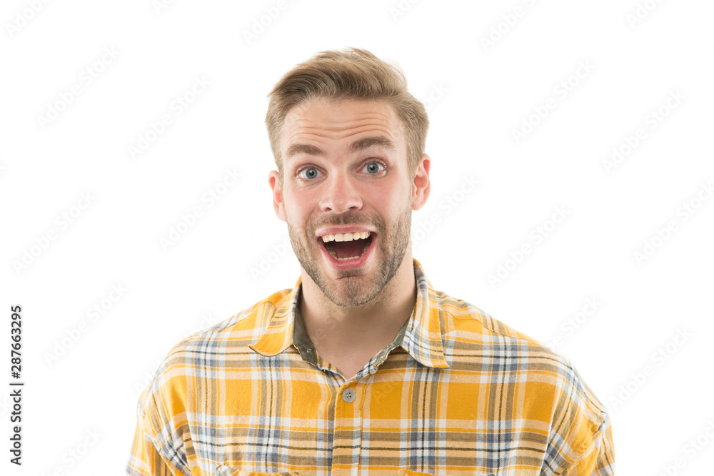 Wondering everyday. Self care. Handsome surprised man white background. Well groomed guy with bristle and nice hairstyle. Male beauty. Barber hairdresser salon. Bearded man. Skin care. Facial care Wondering everyday. Self care. Handsome surprised man white background. Well groomed guy with bristle and nice hairstyle. Male beauty. Barber hairdresser salon. Bearded man. Skin care. Facial care