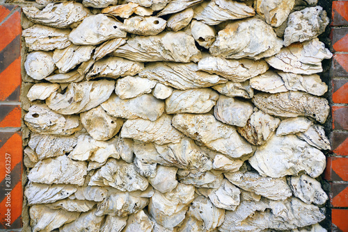 View of a traditional cultural relic house made of oyster shells (hekecuo) in Xunpu Village, Quanzhou, Fujian province, China photo