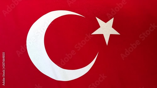 Turkey national flag seamlessly waving on realistic satin texture 29.97FPS photo