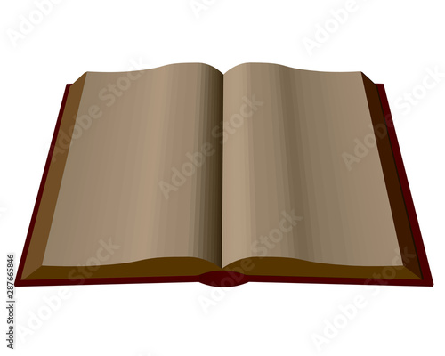 Vector illustration of an open book with blank pages. View isometric. Template with a book. 3D. Vector illustration.