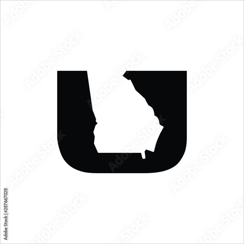 Letter U Logo. Georgia State map Symbol. Icon Vector Eps 10. photo