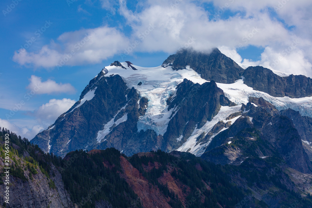 View of snow on top of Mount Shuksan Whatcom County Washington, USA
