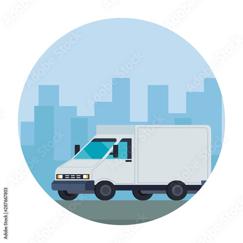 delivery van vehicle on the city © Gstudio