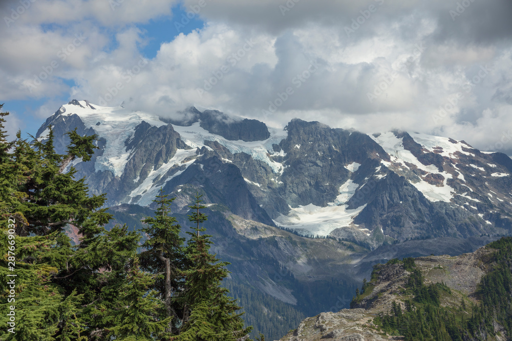 Breathtaking view of snow covered mountains North Cascade National Park