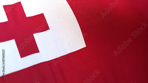 Tonga national flag seamlessly waving on realistic satin texture 29.97FPS photo