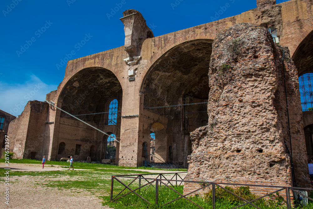 The Basilica of Maxentius and Constantine in the Roman Forum in Rome