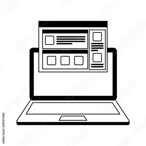 laptop computer with webpage template