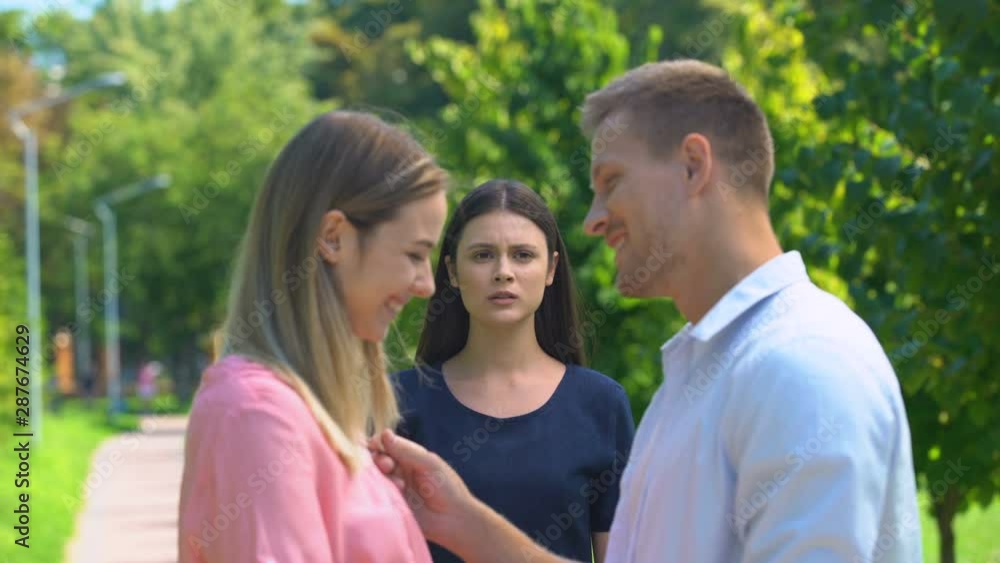 Shocked girl found boyfriend flirting with her female friend, jealousy, betrayal Shocked girl found boyfriend flirting with her female friend, jealousy, betrayal