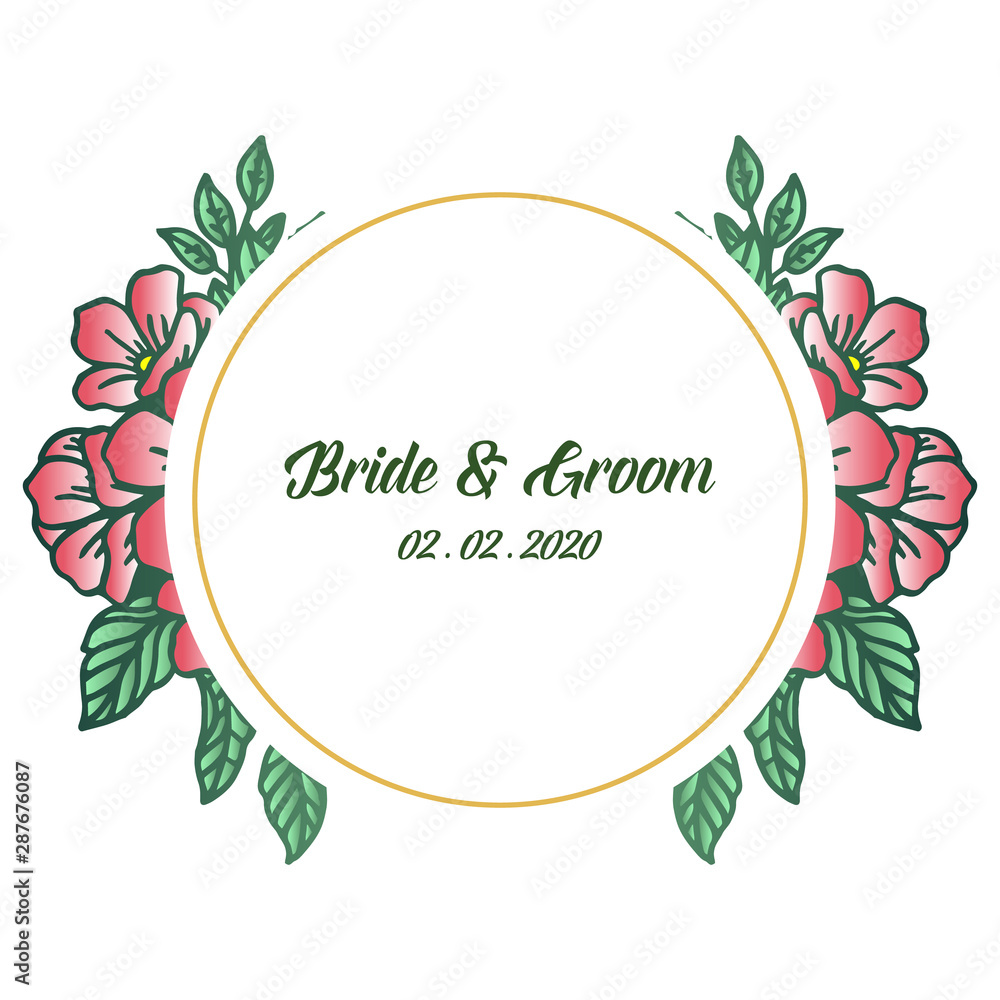 Design style green leafy flower frame, for greeting card bride and groom. Vector Design style green leafy flower frame, for greeting card bride and groom. Vector