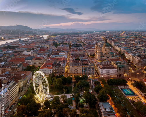 Budapest downtown cityscape from aerial view