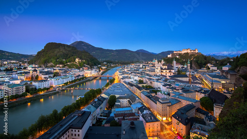 Salzburg cityscapewith Salzach river