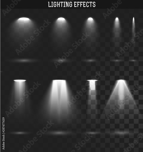 Set light effect. Ies light from the projector realistic isolated. Ies lighting. Photometric light. Target light. Spotlight realistic effect. Isolated lighting effects. photo