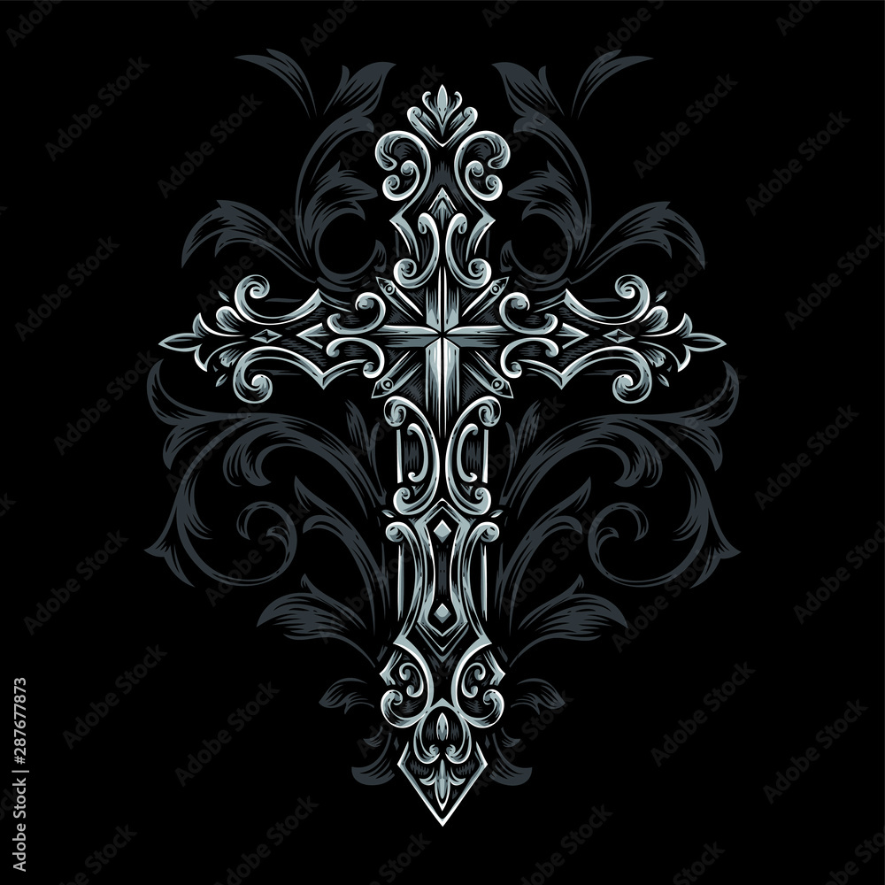 cross gothic syle vector ornament