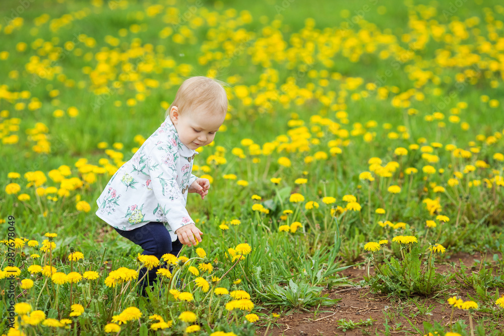 happy baby among dandelions happy baby among dandelions