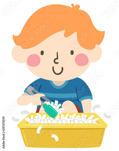 Kid Boy Sensory Tongs Paper...