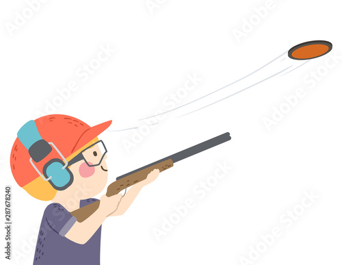 Kid Boy Clay Pigeon Shooting Illustration