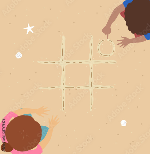 Kids Tic Tac Toe Sand Illustration