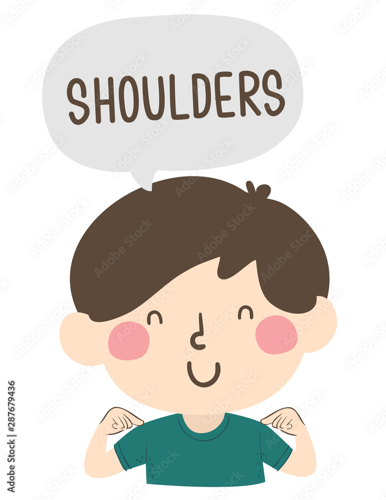 Kid Boy Naming Body Parts Shoulder Illustration Kid Boy Naming Body Parts Shoulder Illustration