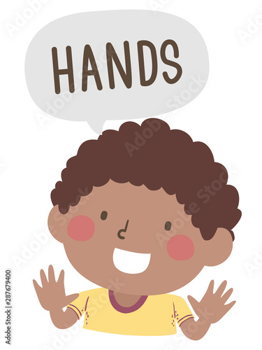 Kid Boy Naming Body Parts Hands Illustration