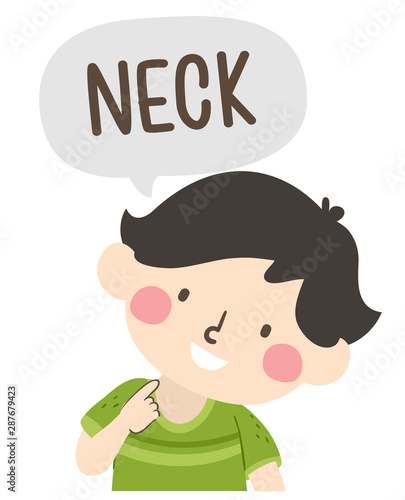 Kid Boy Naming Body Parts Neck Illustration
