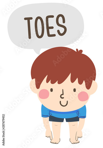 Kid Boy Naming Body Parts Toes Illustration