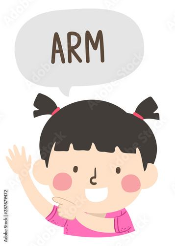 Kid Girl Naming Body Parts Arm Illustration