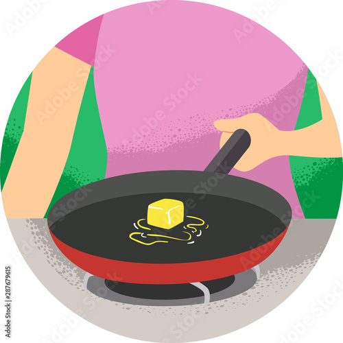 Hand Kitchen Verb Melt Illustration