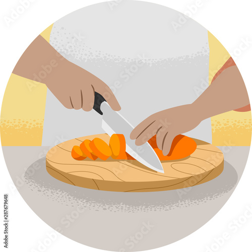 Hand Kitchen Verb Slice Cut...