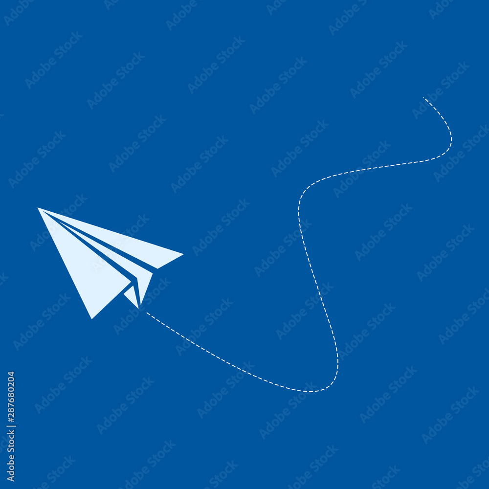 Folded flying paper plane on blue background vector illustration Folded flying paper plane on blue background vector illustration