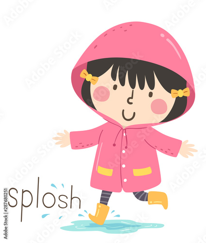 Kid Girl Rain Onomatopoeia ...