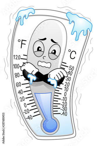 Mascot Thermometer Freezing Illustration
