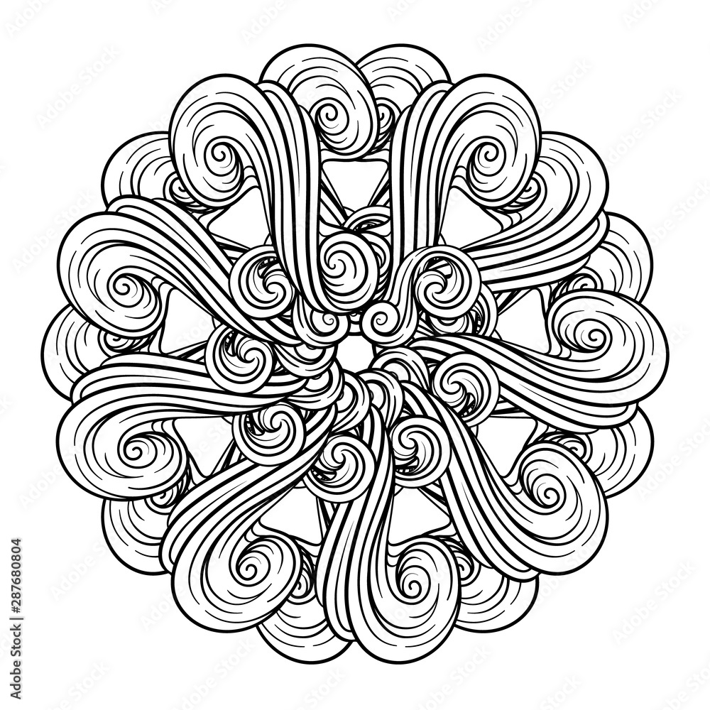 Vector black and white abstract mandala motif