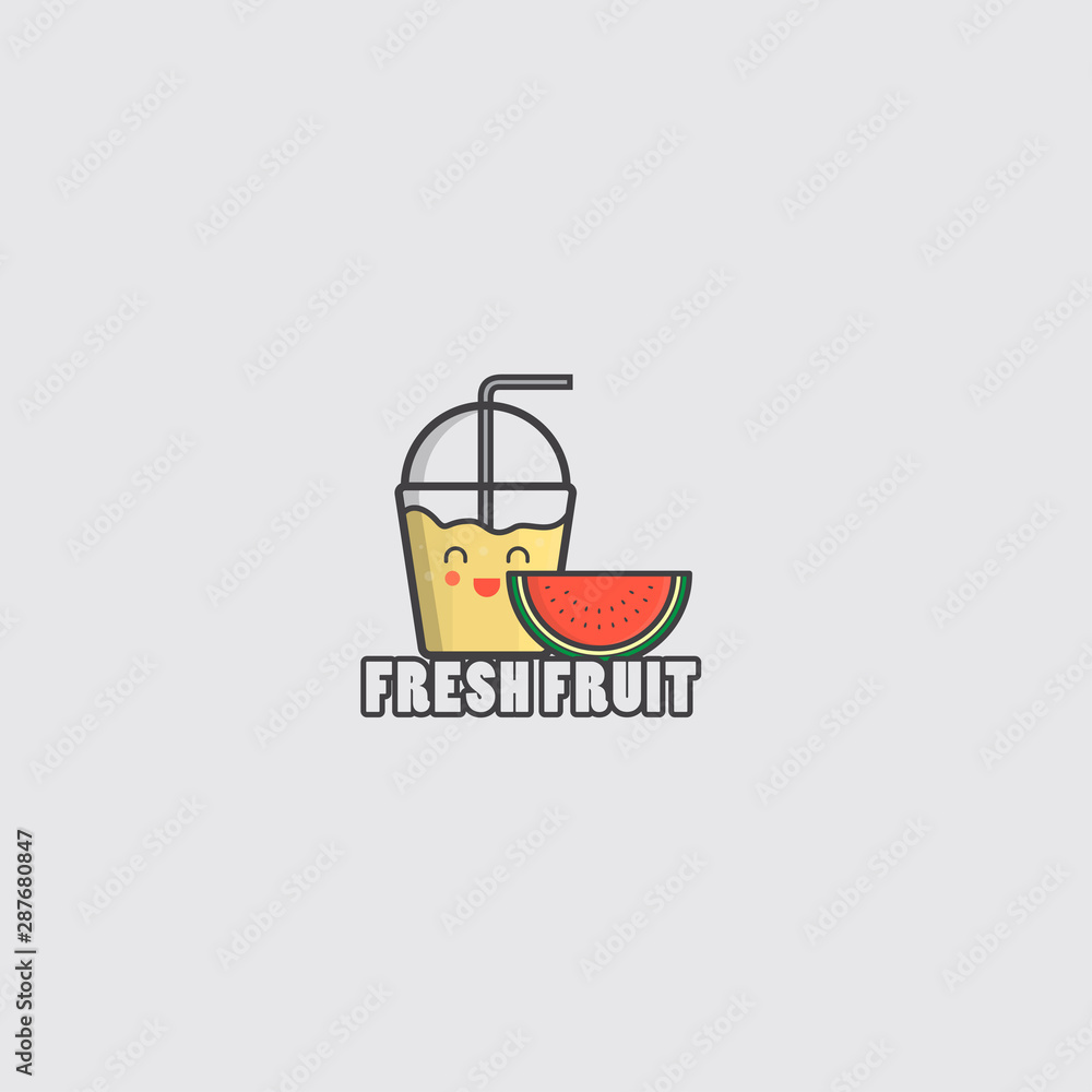 icon logo fresh fruit with juice and watermelon icon logo fresh fruit with juice and watermelon