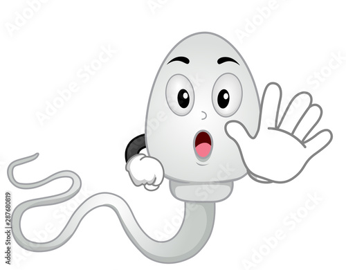 Sperm Mascot Stop Illustration