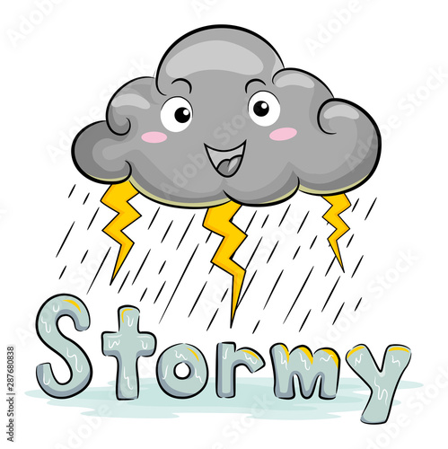 Mascot Cloud Weather Stormy Illustration