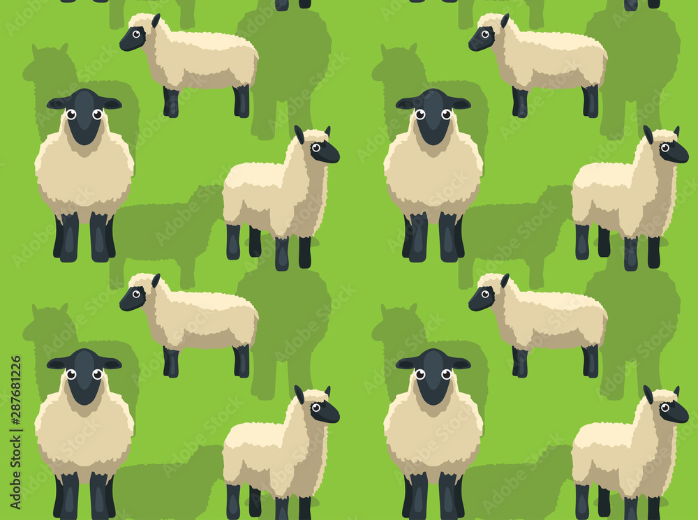 Sheep Suffolk Cartoon Background Seamless Wallpaper Stock Vector