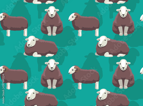 Sheep Herdwick Cartoon Background Seamless Wallpaper photo