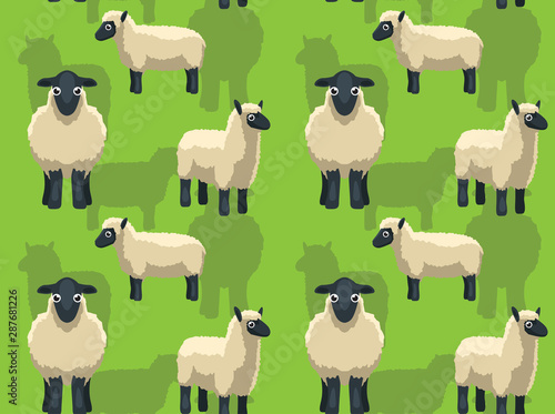 Sheep Suffolk Cartoon Background Seamless Wallpaper