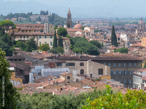Sunlight view of Florence, Ponte Vecchio, Palazzo Vecchio and Florence Duomo, Italy. Florence architecture and landmark, Florence skyline