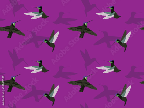 Bird Magnificent Hummingbird Flying Cartoon Background Seamless Wallpaper